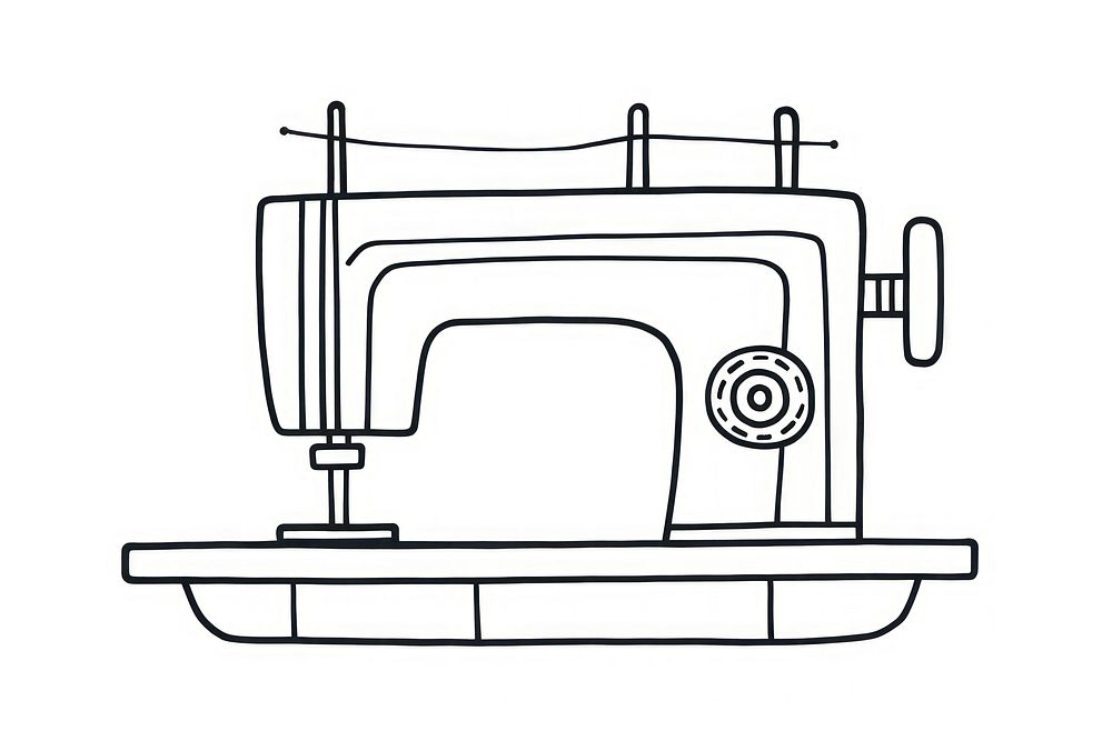 Minimal illustration of sewing machine drawing sketch line. AI generated Image by rawpixel.
