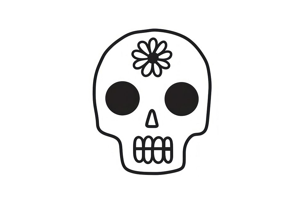 Minimal illustration of skull with flowers drawing sketch white. AI generated Image by rawpixel.