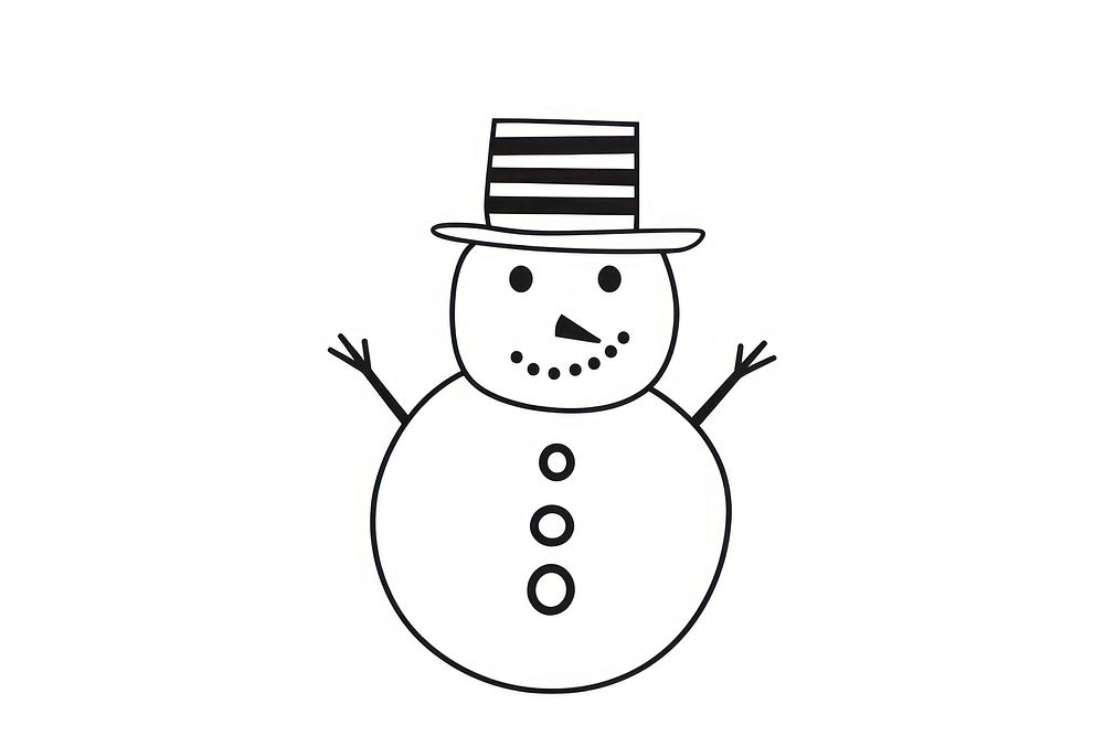 Minimal illustration of snowman drawing sketch winter. AI generated Image by rawpixel.