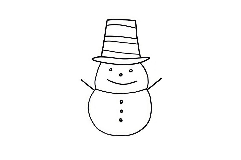 Minimal illustration of snowman drawing sketch winter. AI generated Image by rawpixel.