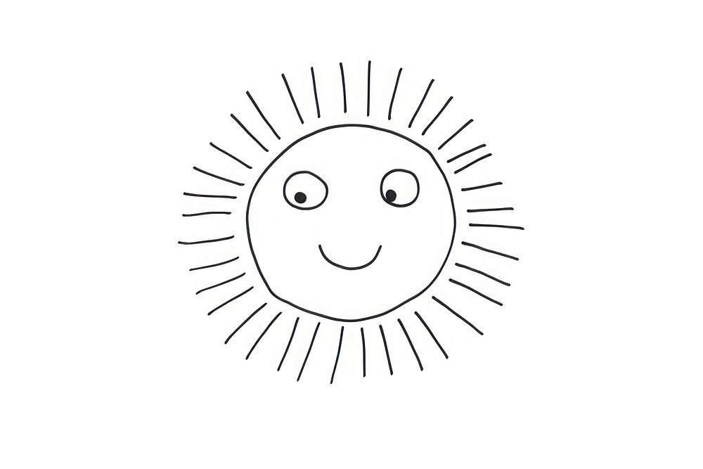 Minimal illustration of sun drawing sketch white. AI generated Image by rawpixel.