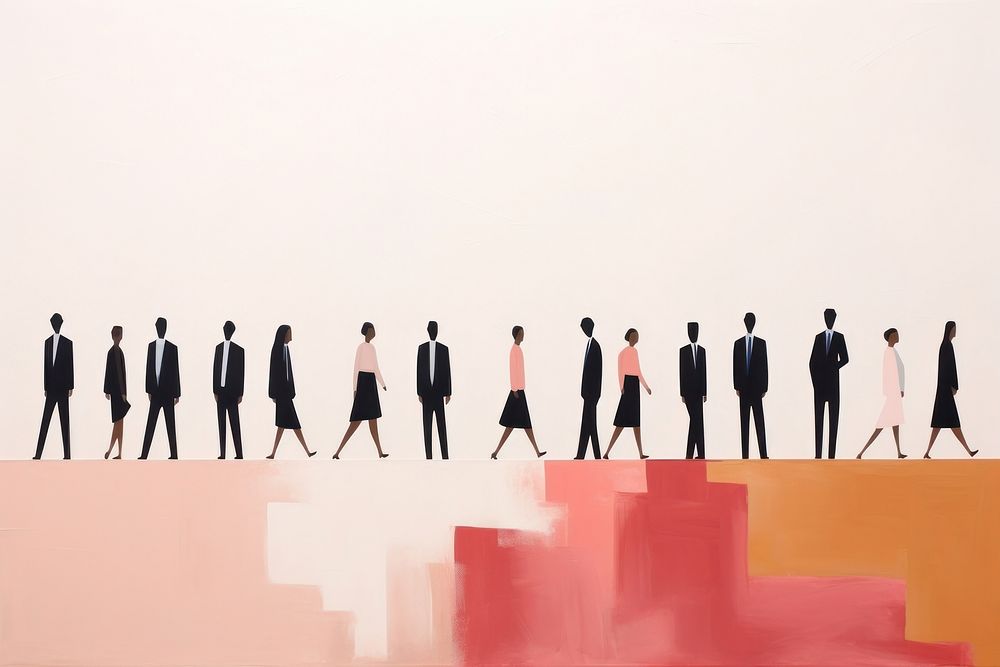 Business people silhouette walking art. AI generated Image by rawpixel.