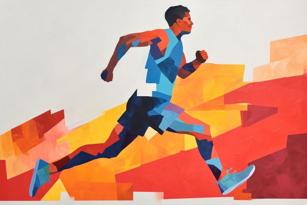 Athlete running art painting jogging. 