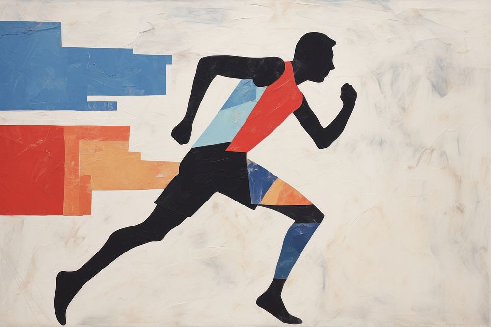 Athlete running art painting adult. AI generated Image by rawpixel.