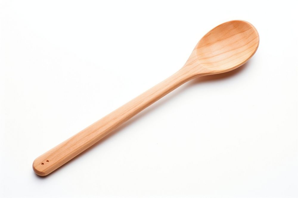 Single wooden spoon white background silverware simplicity. AI generated Image by rawpixel.