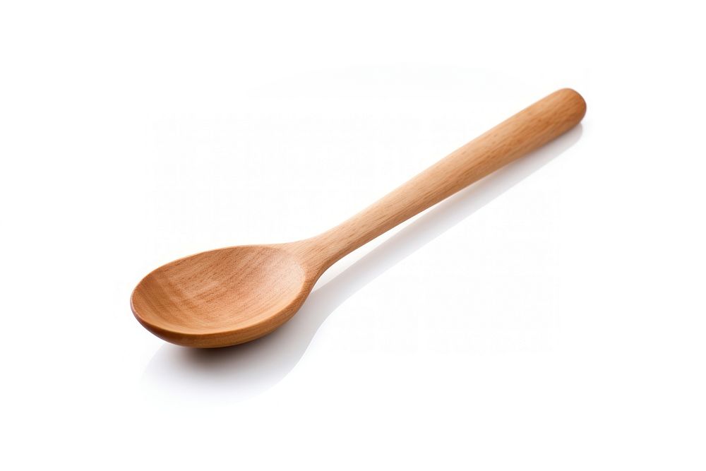 Single wooden spoon white background silverware simplicity. AI generated Image by rawpixel.