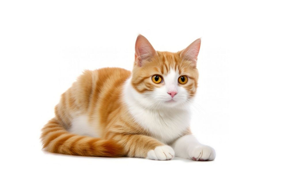 Ginger Domestic Shorthair Cat Lying Down mammal animal kitten. AI generated Image by rawpixel.