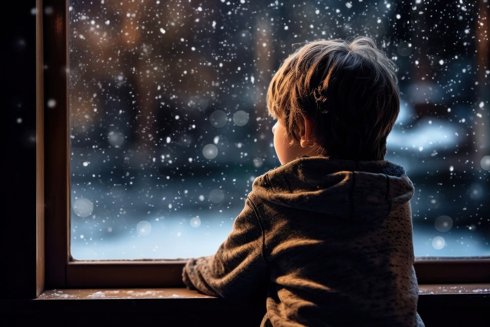 Watching window snow sitting. AI generated Image by rawpixel.