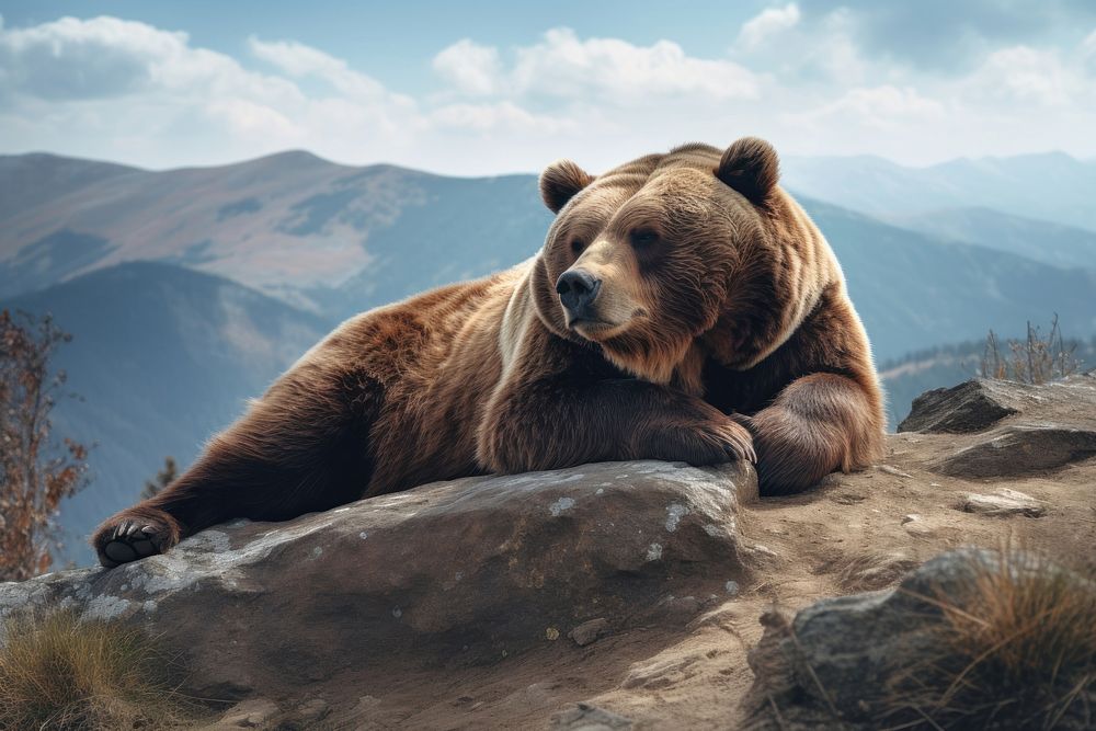 Bear mountain wildlife mammal. AI generated Image by rawpixel.