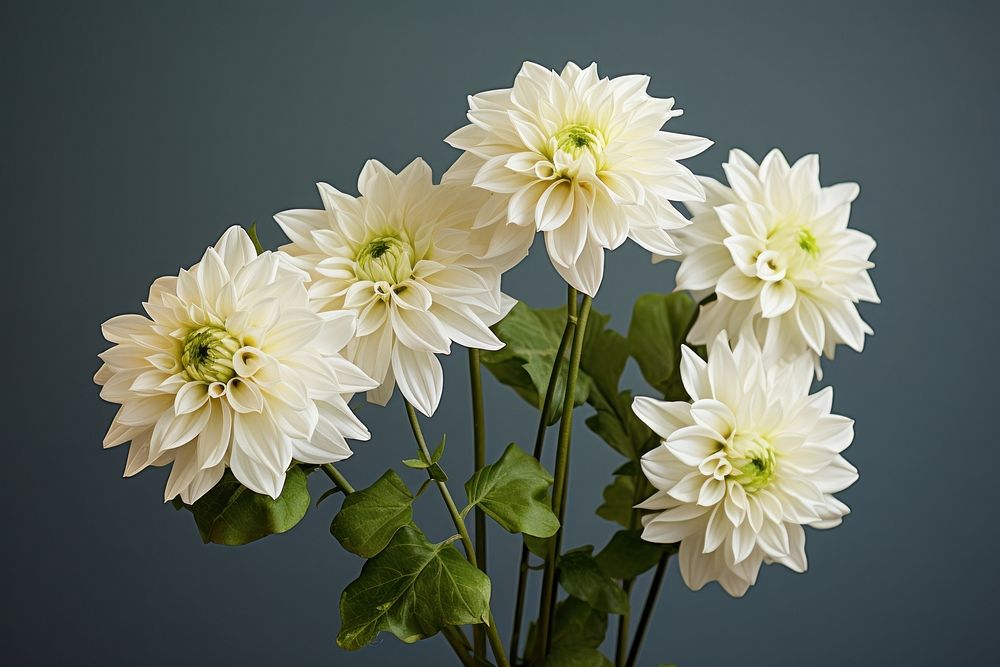 White dahlia flower plant green inflorescence. AI generated Image by rawpixel.