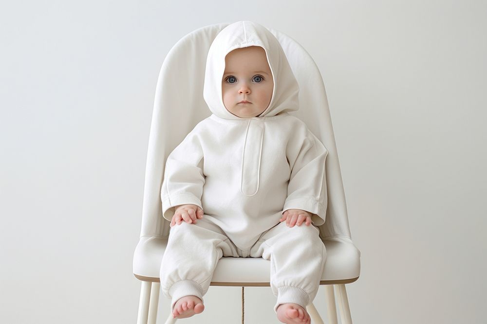 White baby clothes sweatshirt portrait sitting. AI generated Image by rawpixel.