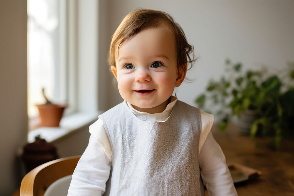 White bib baby portrait smile. AI generated Image by rawpixel.