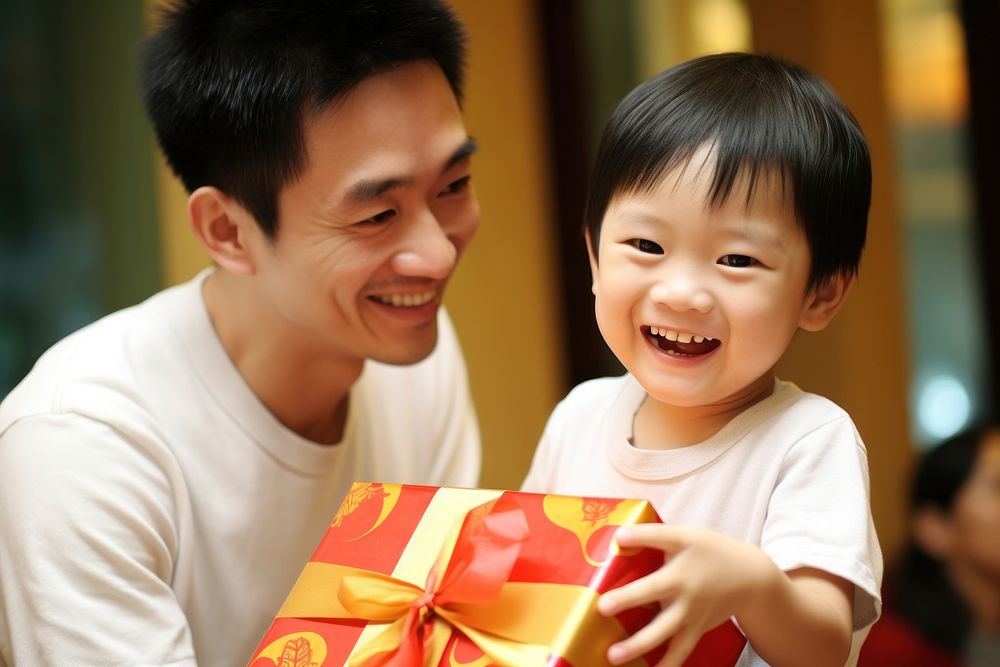 Happy kid father gift togetherness. AI generated Image by rawpixel.
