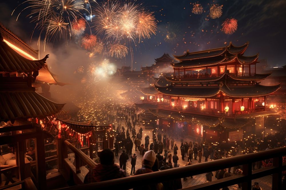 New year festival architecture illuminated. AI generated Image by rawpixel.