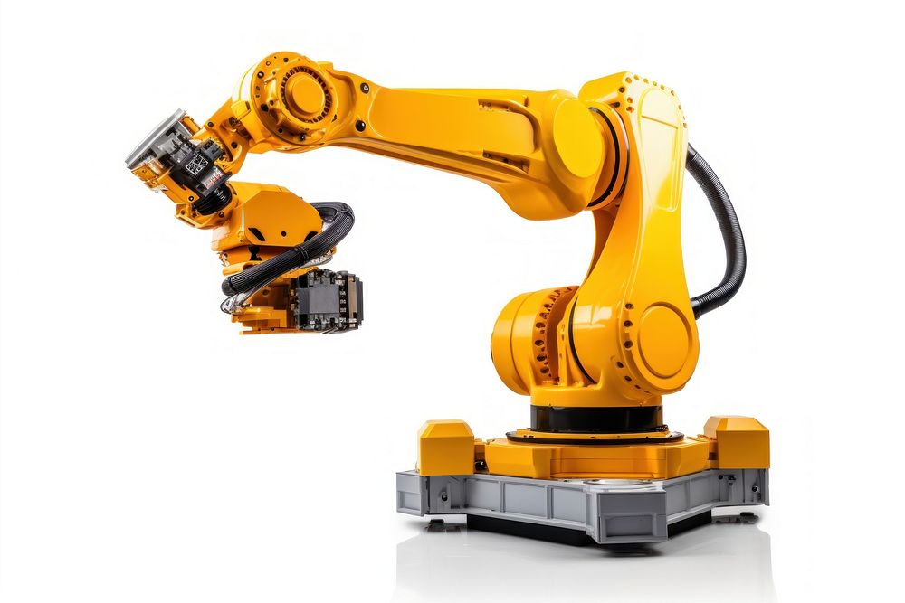 Robot arm machine tool for industrial manufacture factory technology machinery equipment. AI generated Image by rawpixel.
