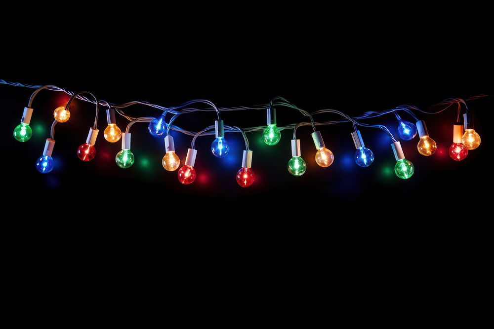 Christmas lights black background illuminated celebration. AI generated Image by rawpixel.