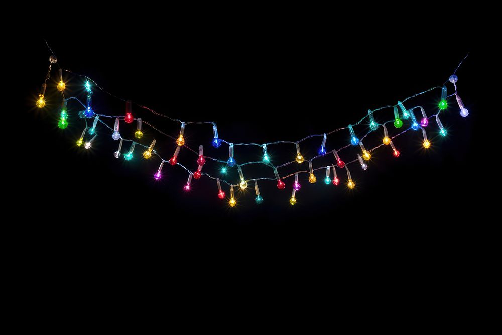 Christmas lights lighting night black background. AI generated Image by rawpixel.