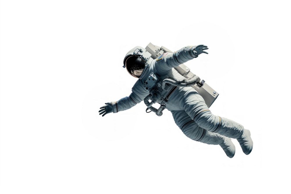 Space adult white background parachuting. AI generated Image by rawpixel.