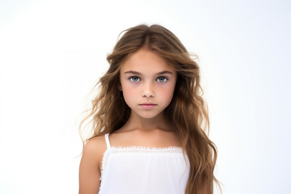 Young girl portrait photo white background. AI generated Image by rawpixel.