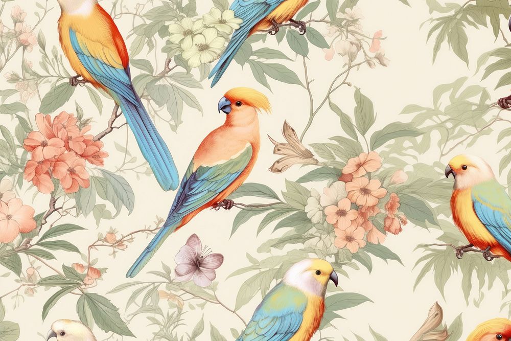 Birds backgrounds pattern drawing. AI generated Image by rawpixel.