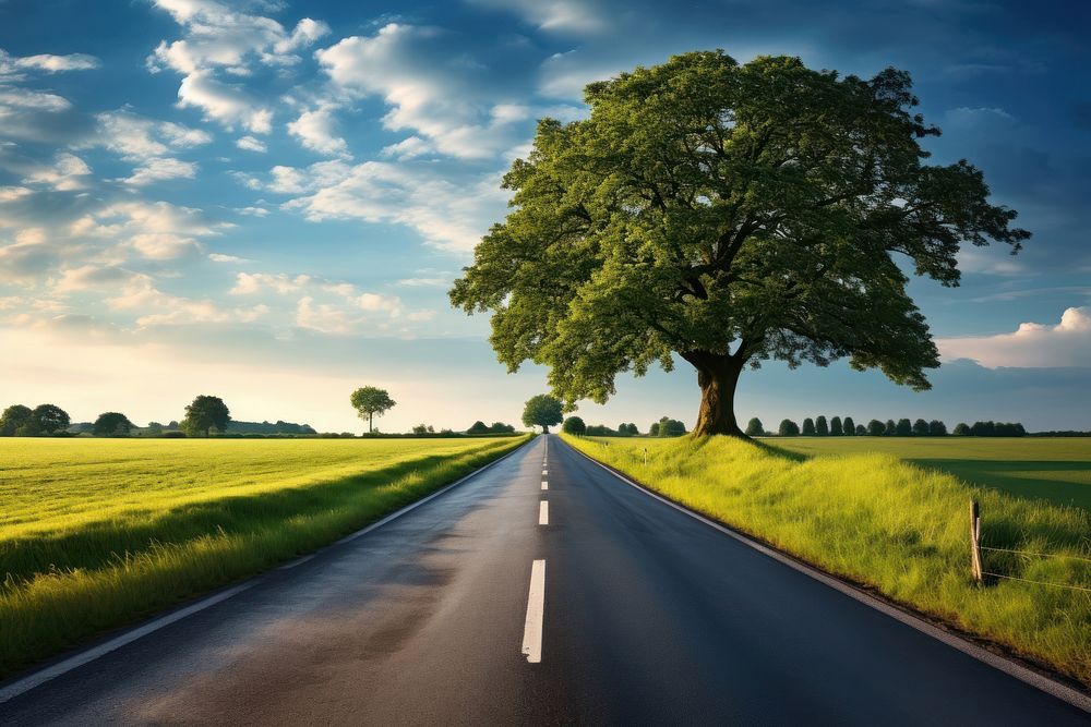 Nature road landscape outdoors. AI generated Image by rawpixel.
