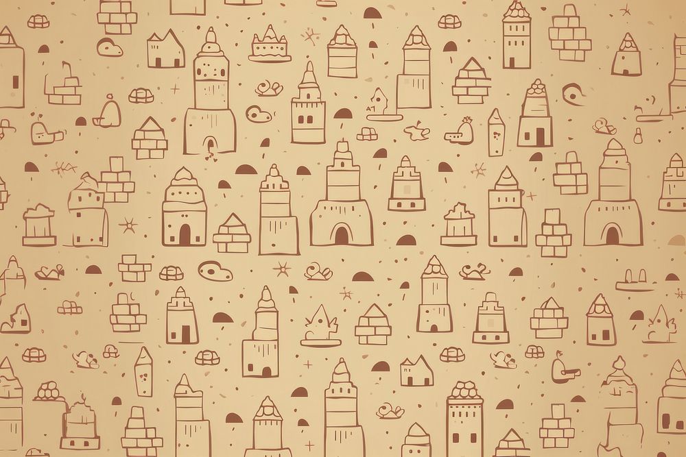 Sand castle pattern backgrounds drawing. AI generated Image by rawpixel.