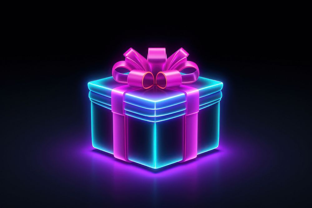 Gift light neon illuminated. AI generated Image by rawpixel.