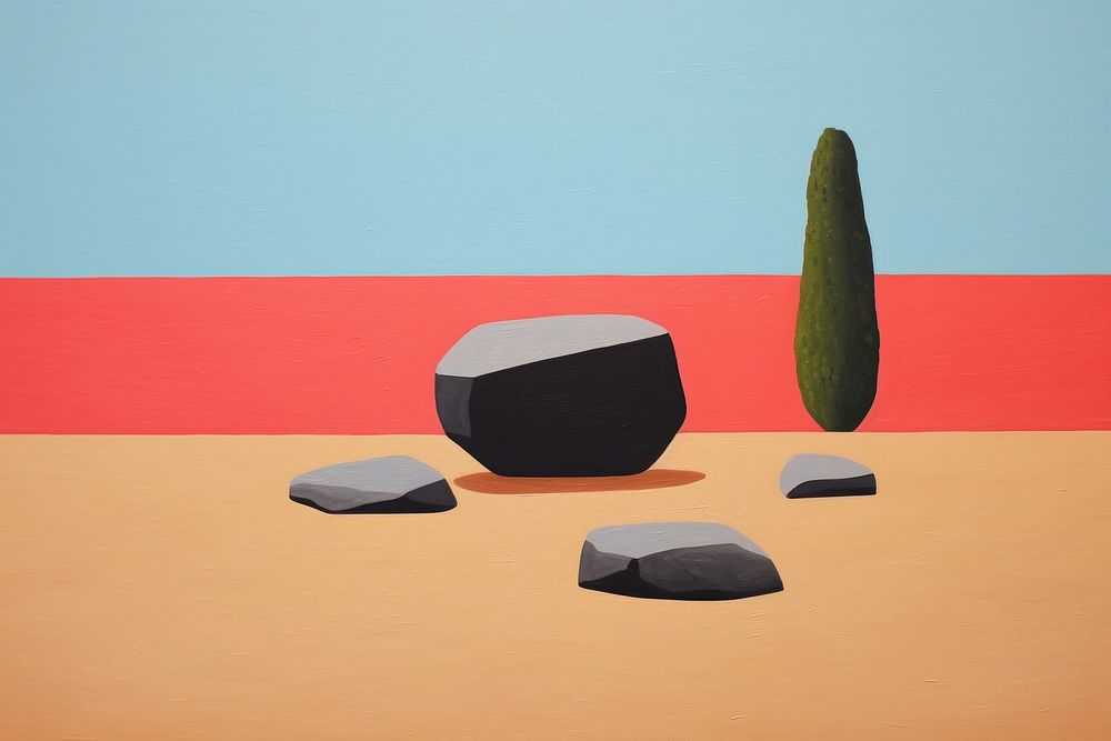Garden stone painting plant art. AI generated Image by rawpixel.