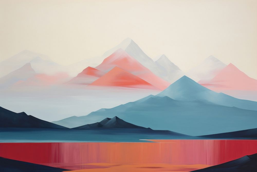 Landscape mountain painting drawing. AI generated Image by rawpixel.