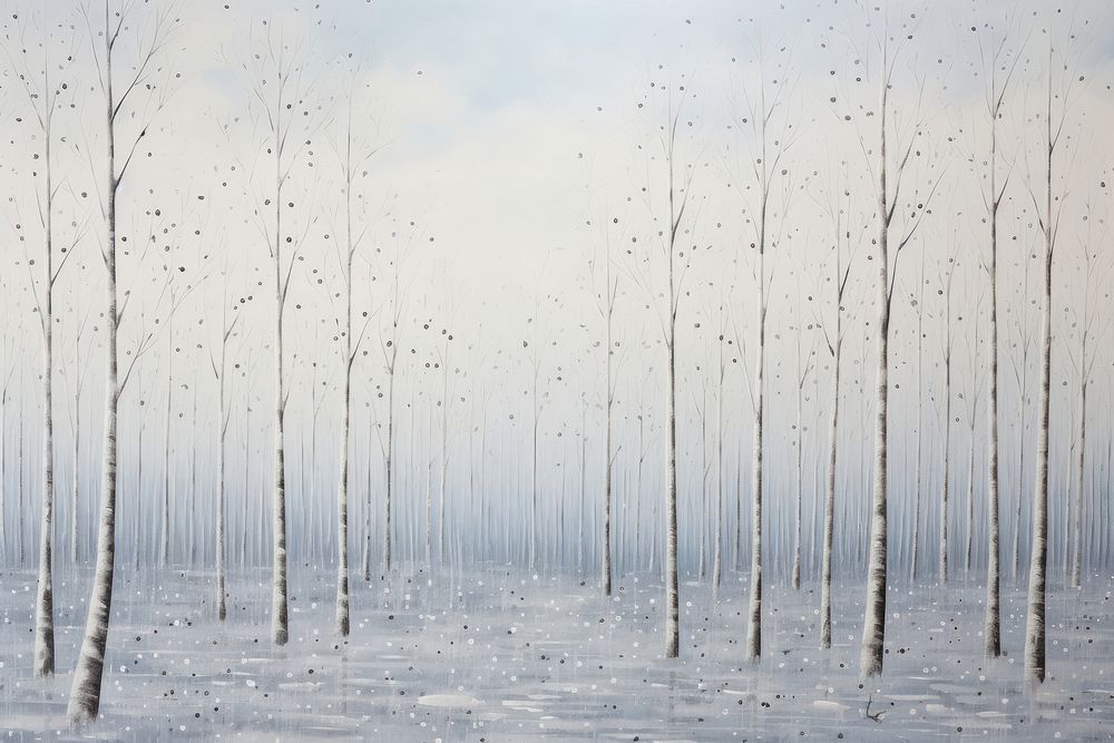 Winter forest landscape outdoors drawing. AI generated Image by rawpixel.