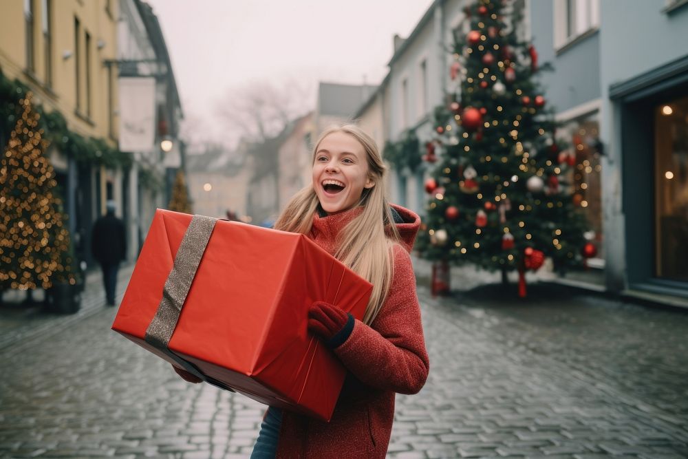 Christmas gift christmas box carrying. AI generated Image by rawpixel.