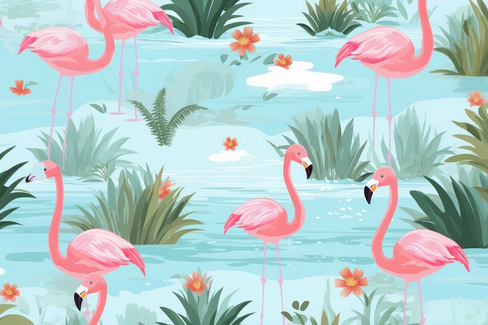 Summer swimswear backgrounds flamingo pattern. AI generated Image by rawpixel.