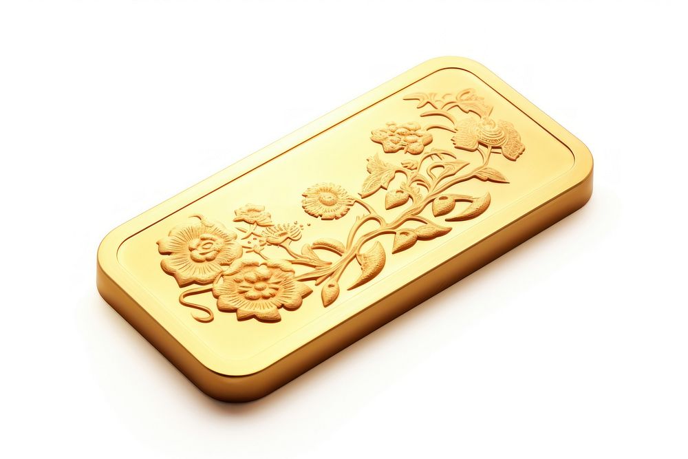 Gold bar white background investment currency. AI generated Image by rawpixel.