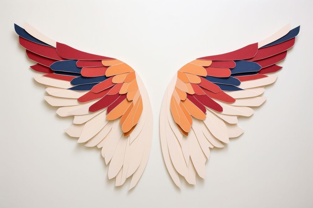 Minimal angel wings paper art red. AI generated Image by rawpixel.