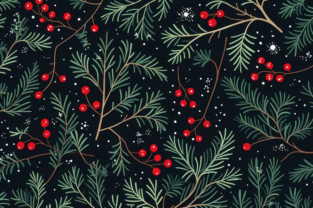 Christmas pattern christmas branch. AI generated Image by rawpixel.