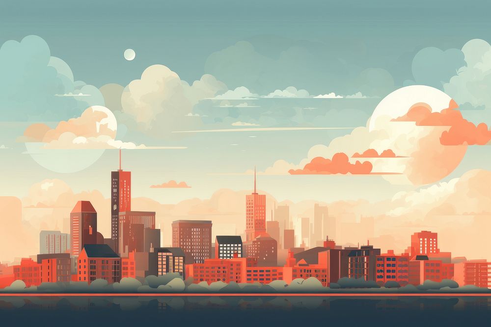 Wallpaper city architecture landscape. AI generated Image by rawpixel.