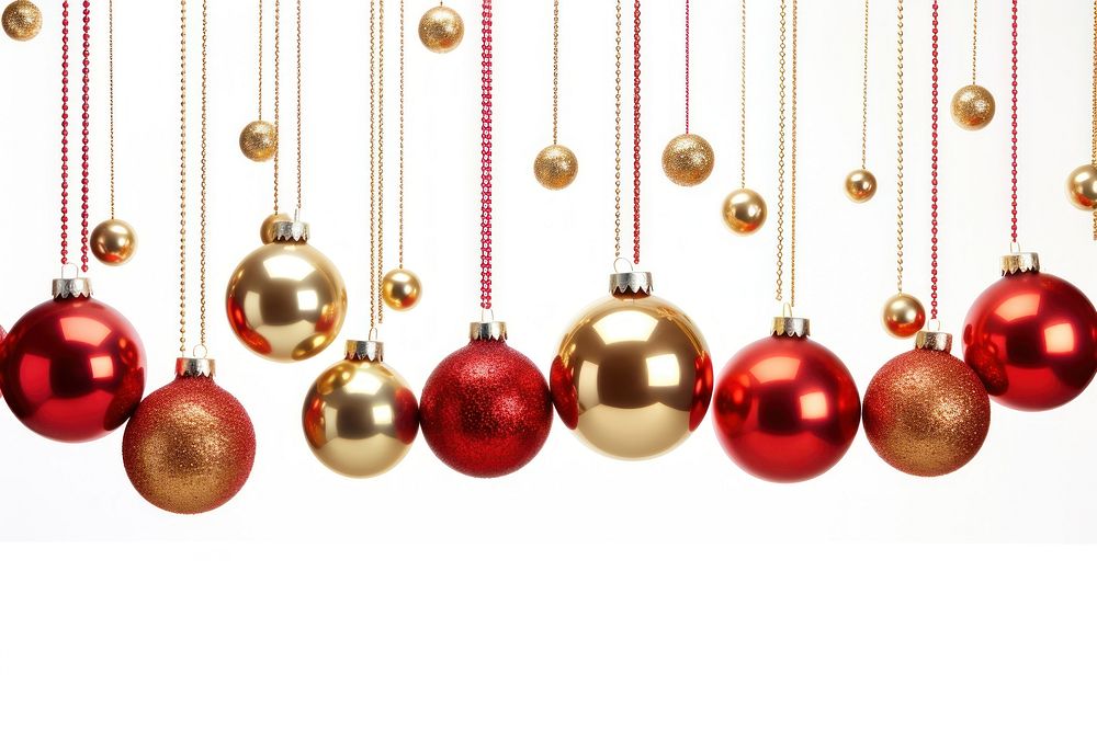 Christmas ball gold red white background. AI generated Image by rawpixel.