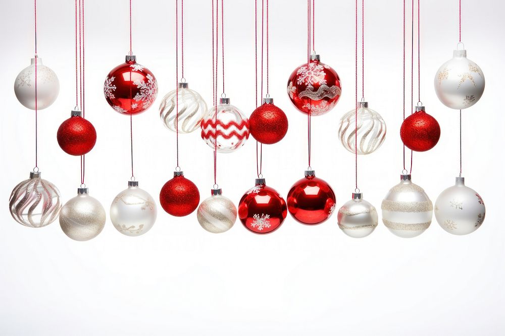 Christmas ball backgrounds red white background. AI generated Image by rawpixel.