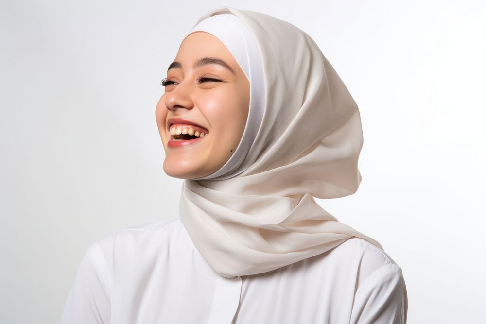 Laughing scarf adult smile. AI generated Image by rawpixel.
