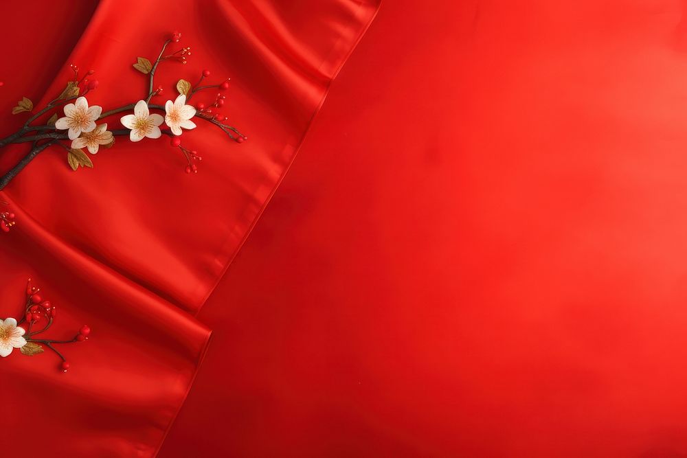 Chinese New Year theme petal silk red. AI generated Image by rawpixel.