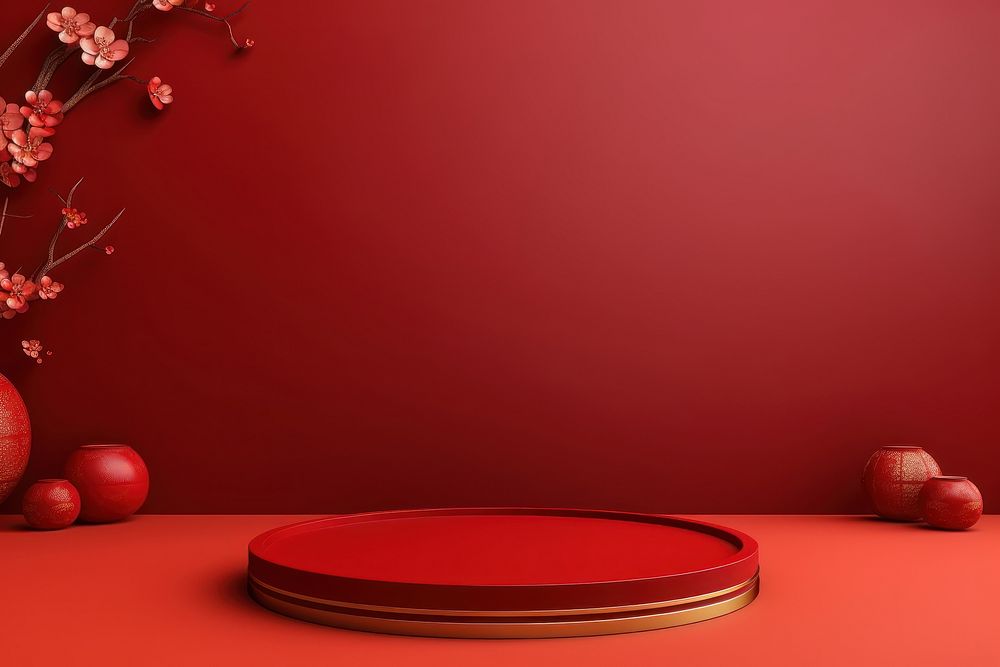 Red presentation stand plant chinese new year celebration. AI generated Image by rawpixel.