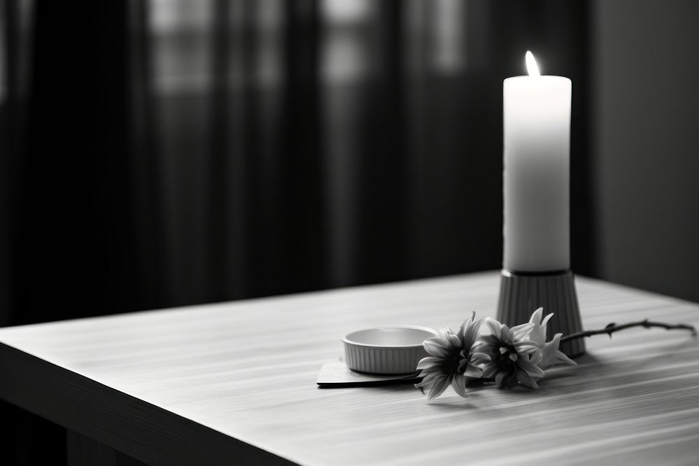 Grief candle table black. AI generated Image by rawpixel.