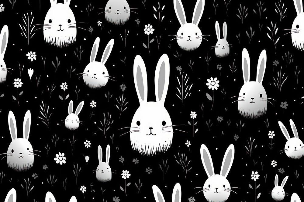 White rabbits backgrounds pattern nature. AI generated Image by rawpixel.