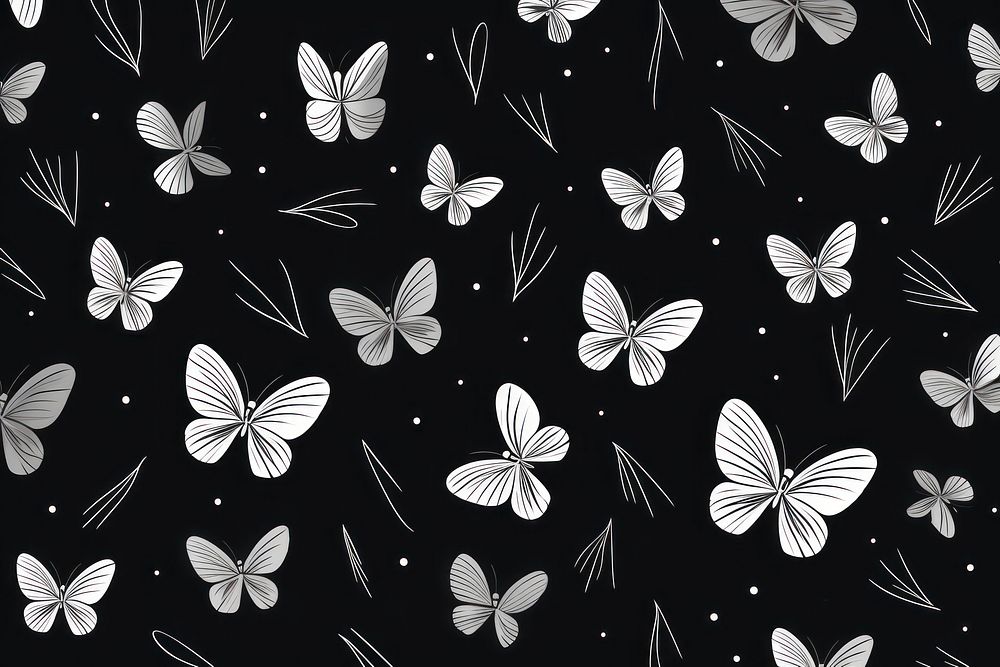 Butterflys backgrounds pattern black. AI generated Image by rawpixel.