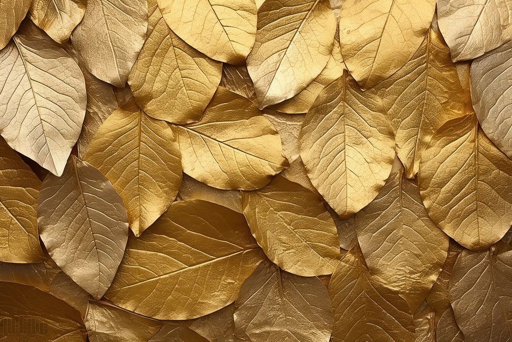 Gold foil leaf texture plant. AI generated Image by rawpixel.