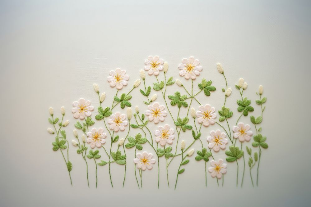 Cute little flower embroidery pattern plant. AI generated Image by rawpixel.