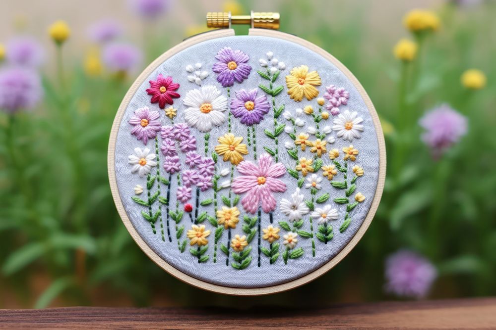 Cute little flowers embroidery pattern shape. AI generated Image by rawpixel.