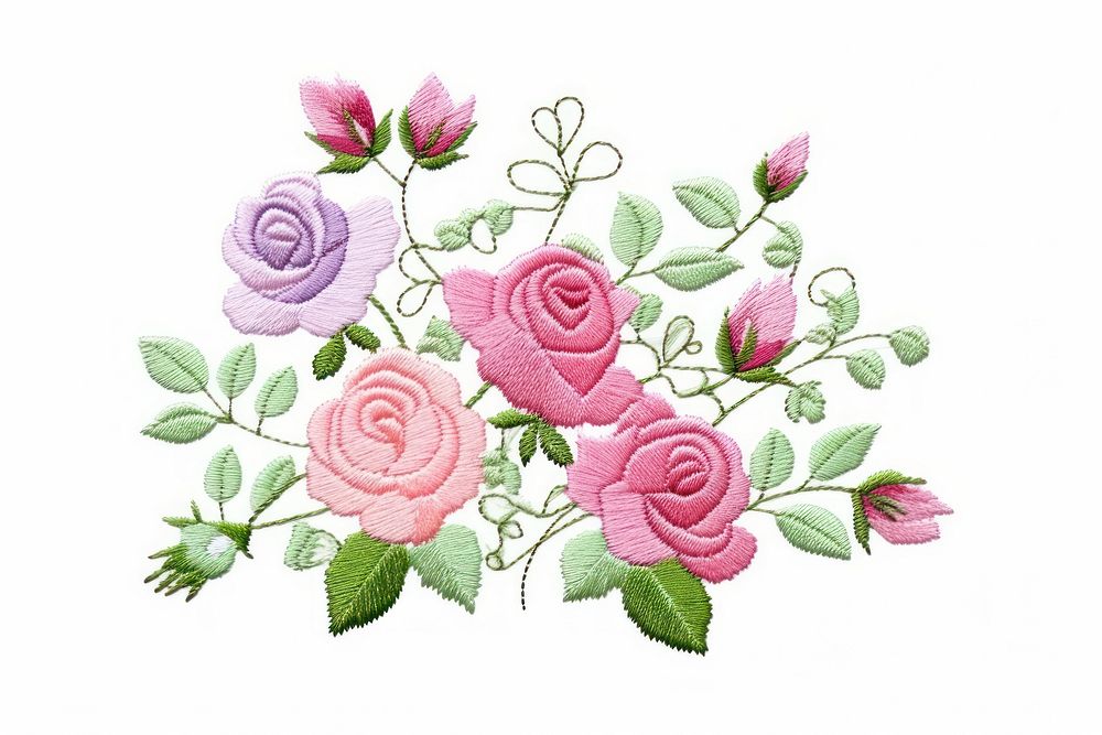 Cute little roses pattern embroidery flower. AI generated Image by rawpixel.