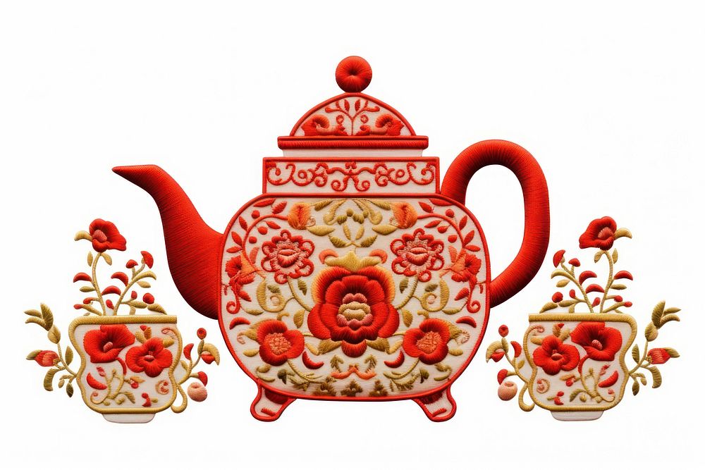Chinese Teapot Set teapot chinese new year white background. AI generated Image by rawpixel.