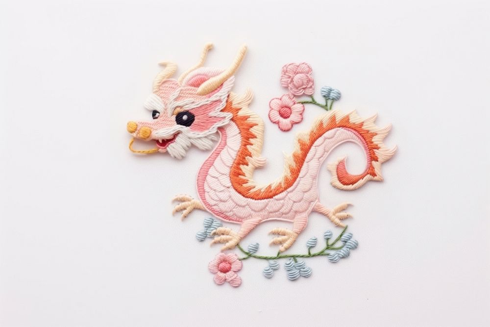 Dragon embroidery pattern representation. AI generated Image by rawpixel.
